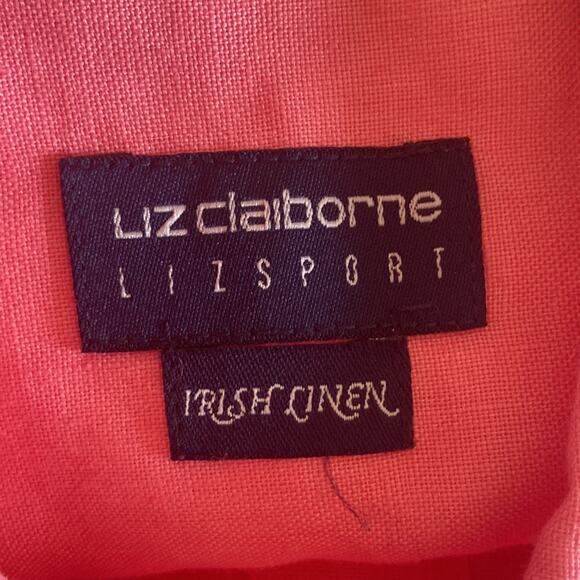 Liz Claiborne Pink Irish Linen Buttondown Sleeveless Blouse, Size M - Picture 7 of 9